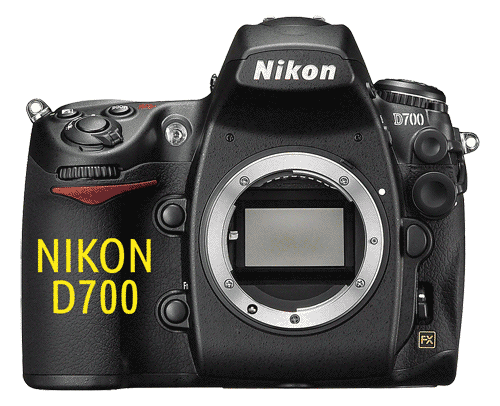 Animace srovnání rozměrů Nikon D700 a Nikon D750