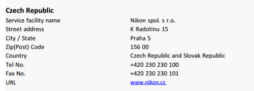 Servisní středisko Nikon Česká republika